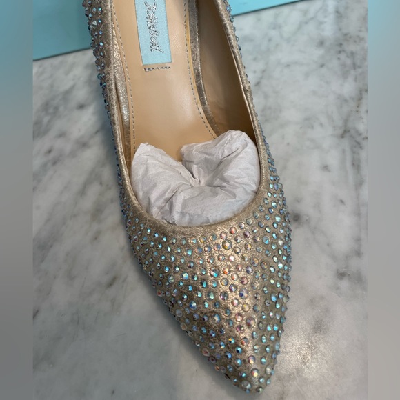 Betsy Johnson Crystal Studded Gold Shoes - Picture 3 of 8